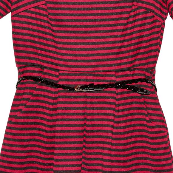 Dark Red and Black Striped Mini Dress Size Large - Picture 2 of 4